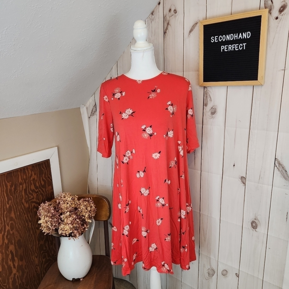 Old Navy Red Floral A Line Dress